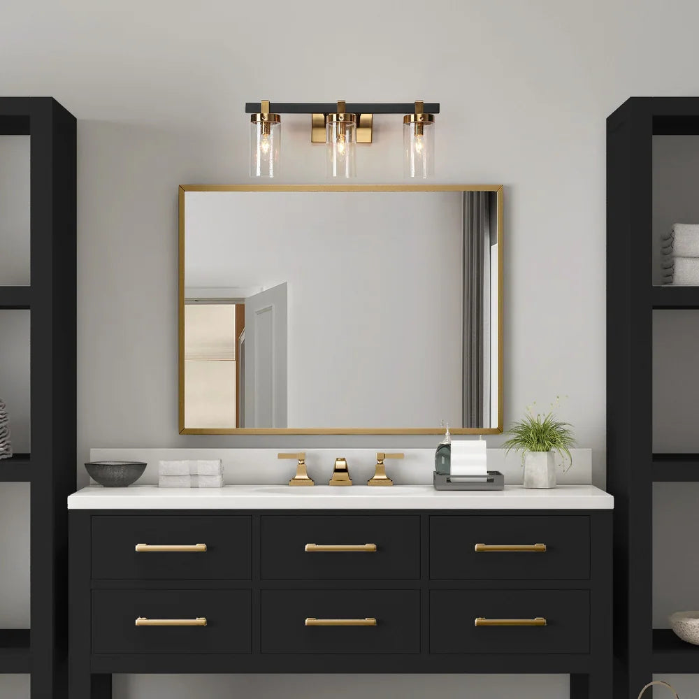 Modern Elegant 3-Light Black Gold Bathroom Vanity Light