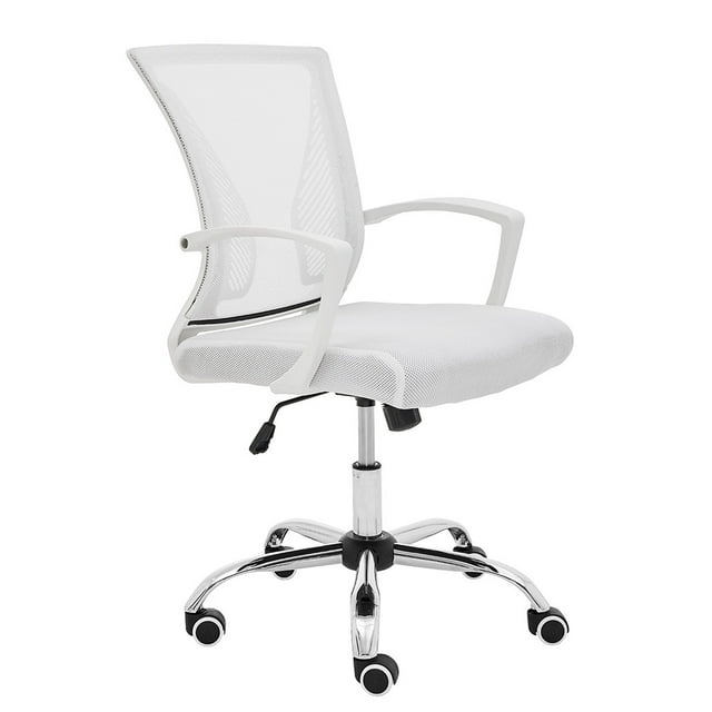 Zuna Mid-Back Office Task Chair - Ergonomic Back Supporting Mesh Back Desk Chair (White/White)