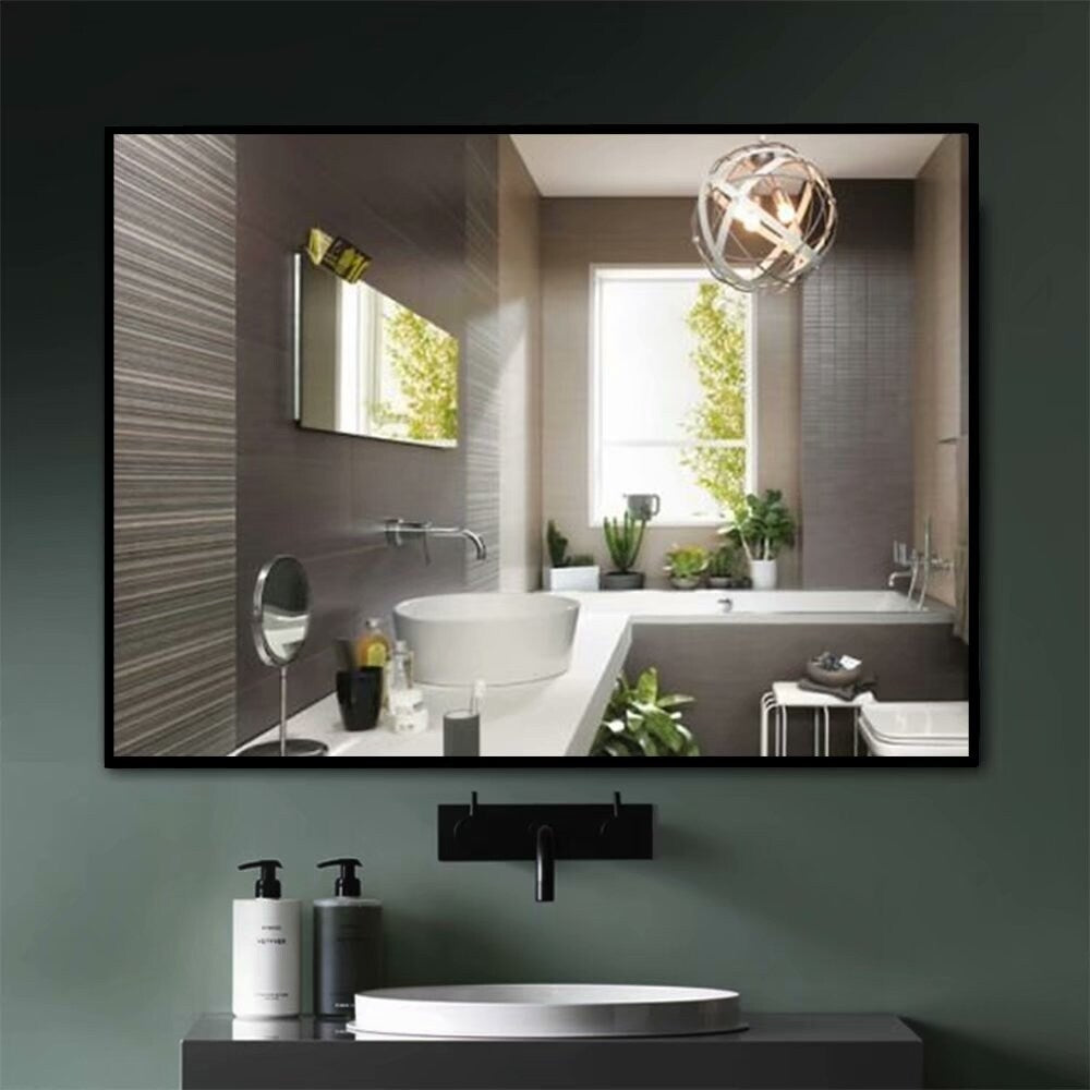 Modern Thin Frame Wall-Mounted Hanging Bathroom Vanity Mirror