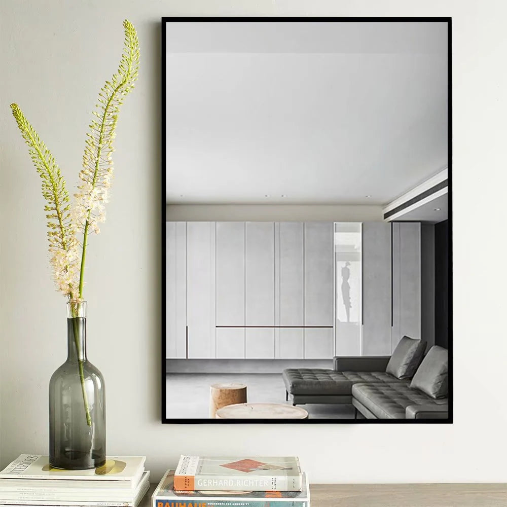 Modern Thin Frame Wall-Mounted Hanging Bathroom Vanity Mirror