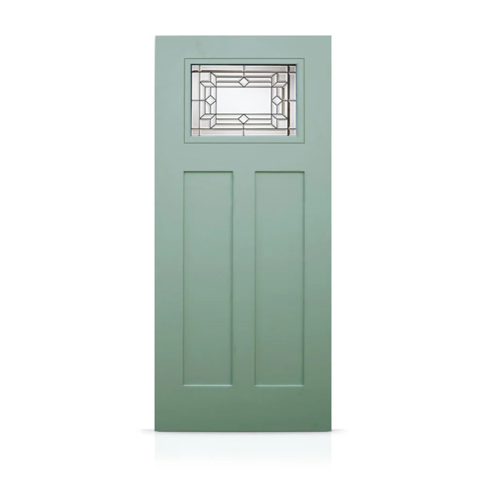 Modern Exterior Fiberglass Front Entry Door Slab with Designer Decorative Glass Door Slab Only