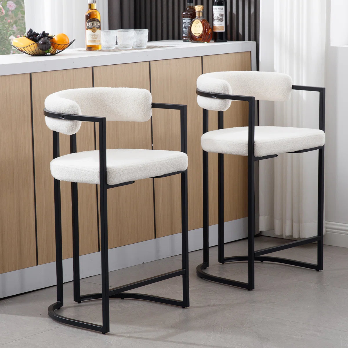 Modern Upholstered Hollow Bar Stool - (Set of 2) - SHOWROOM ITEM