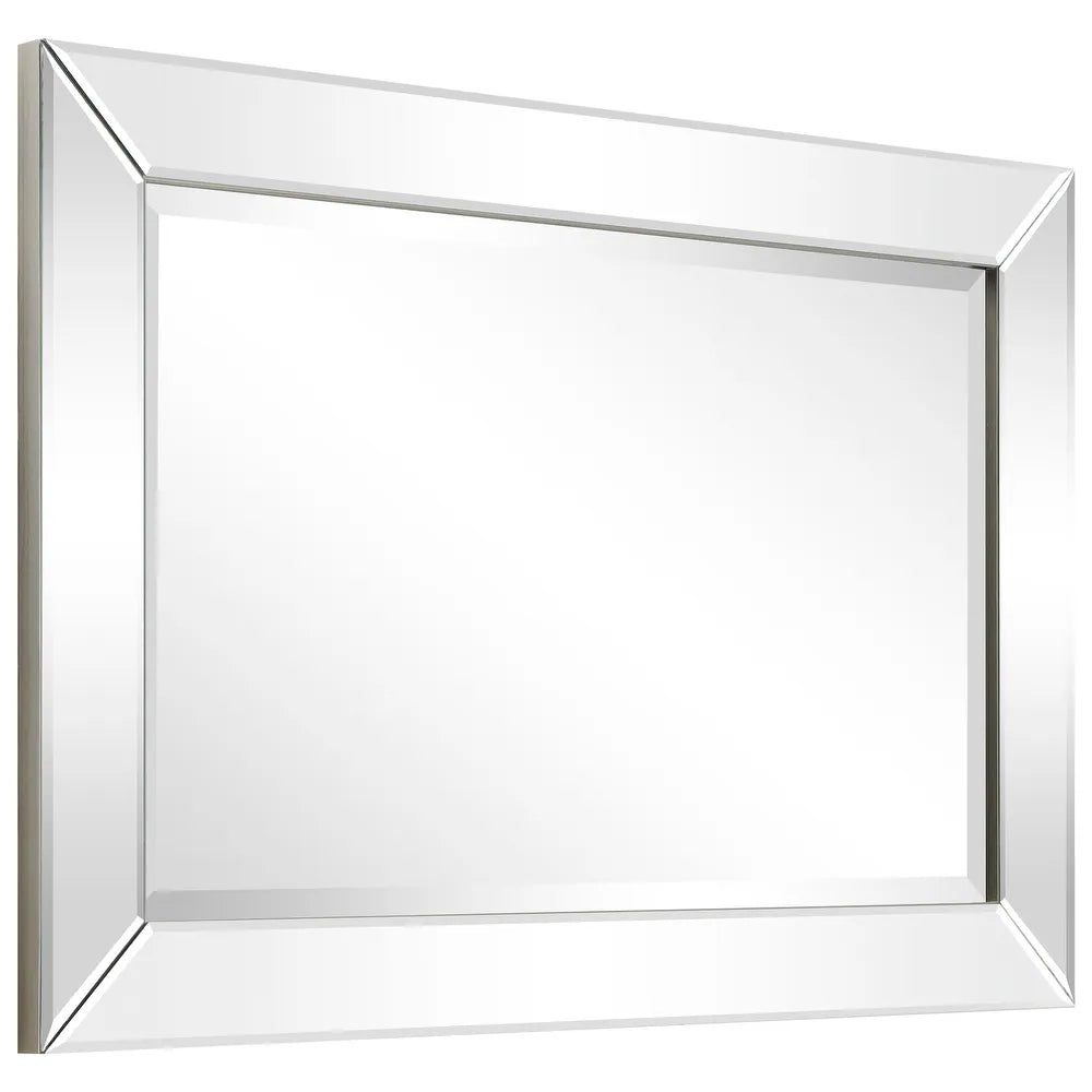 Beveled Rectangular Bathroom or Bedroom Wall Mirror - Clear
