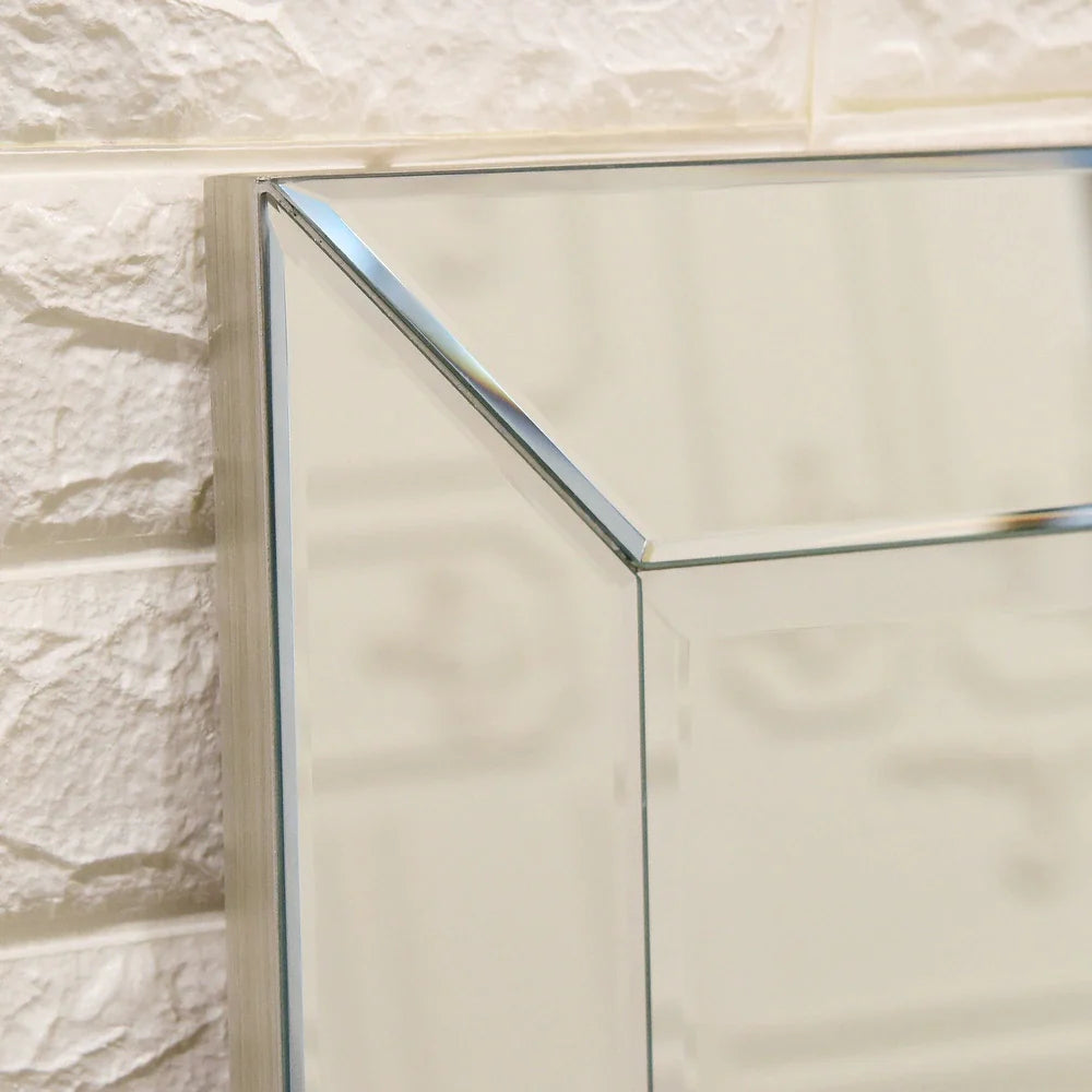 Beveled Rectangular Bathroom or Bedroom Wall Mirror - Clear