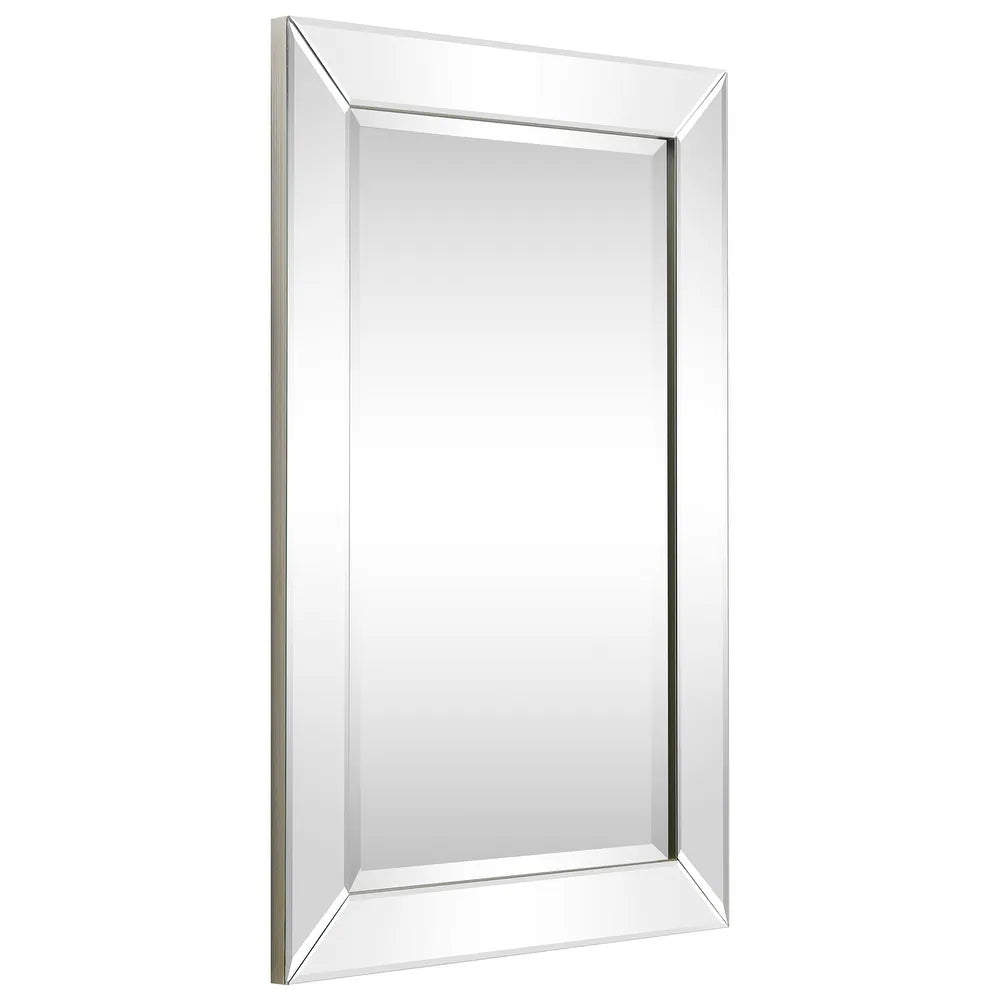 Beveled Rectangular Bathroom or Bedroom Wall Mirror - Clear