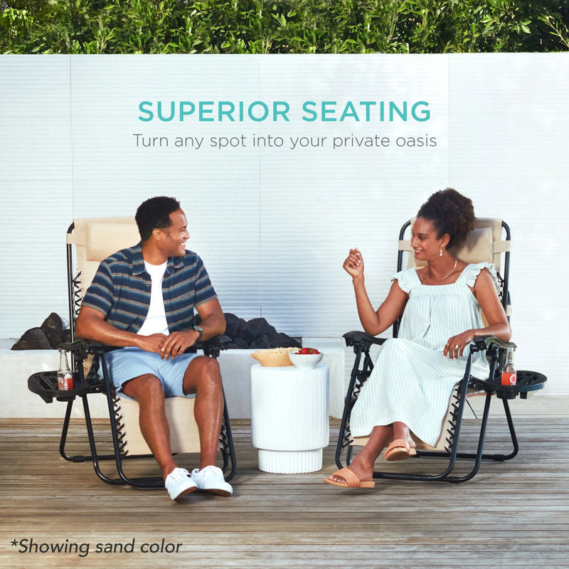 Mogli Folding Zero Gravity Chair with Cushions, Set of 2