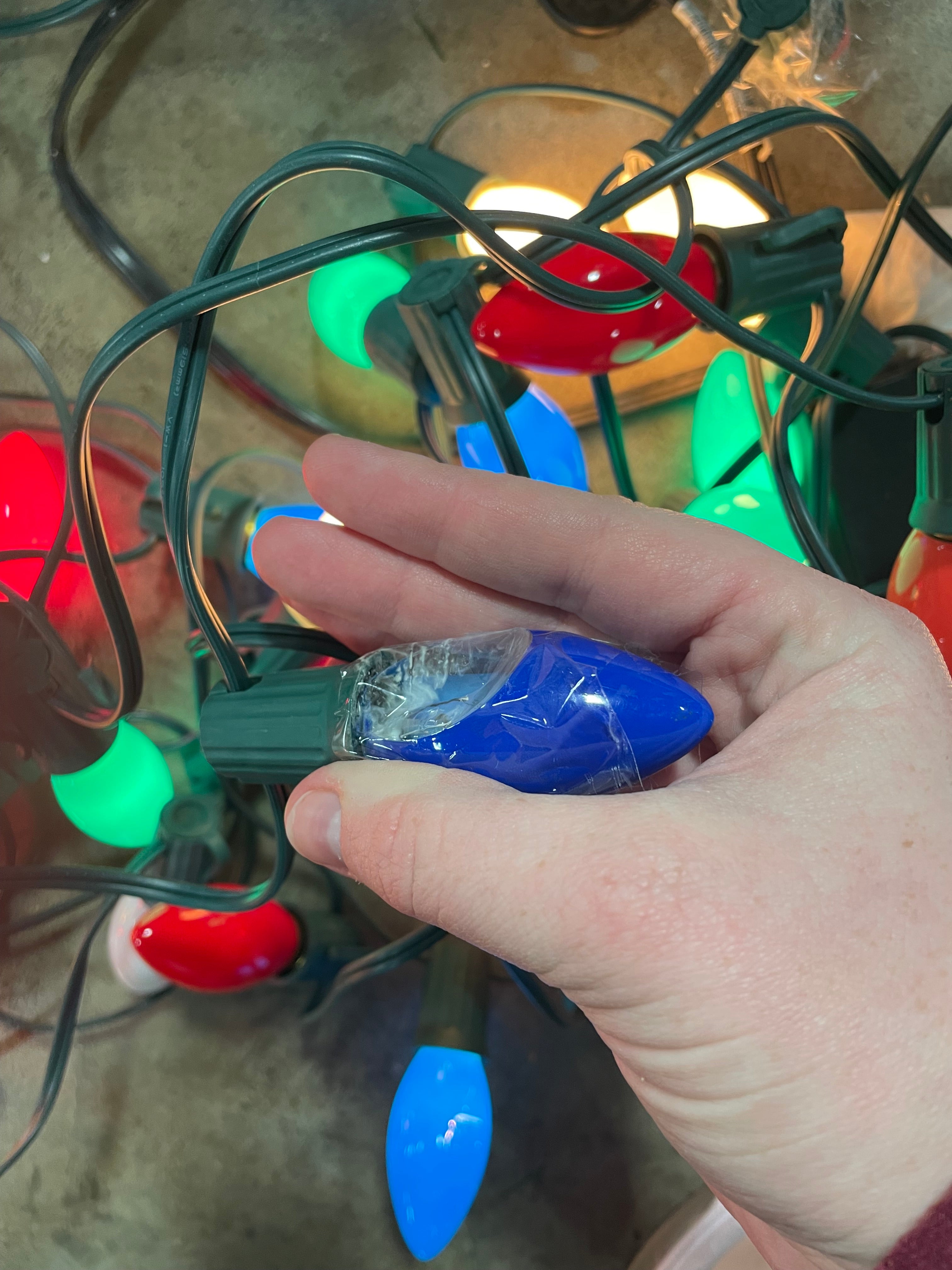 Ceramic Christmas String Light Set, Green Wire, Set of 2, final cut