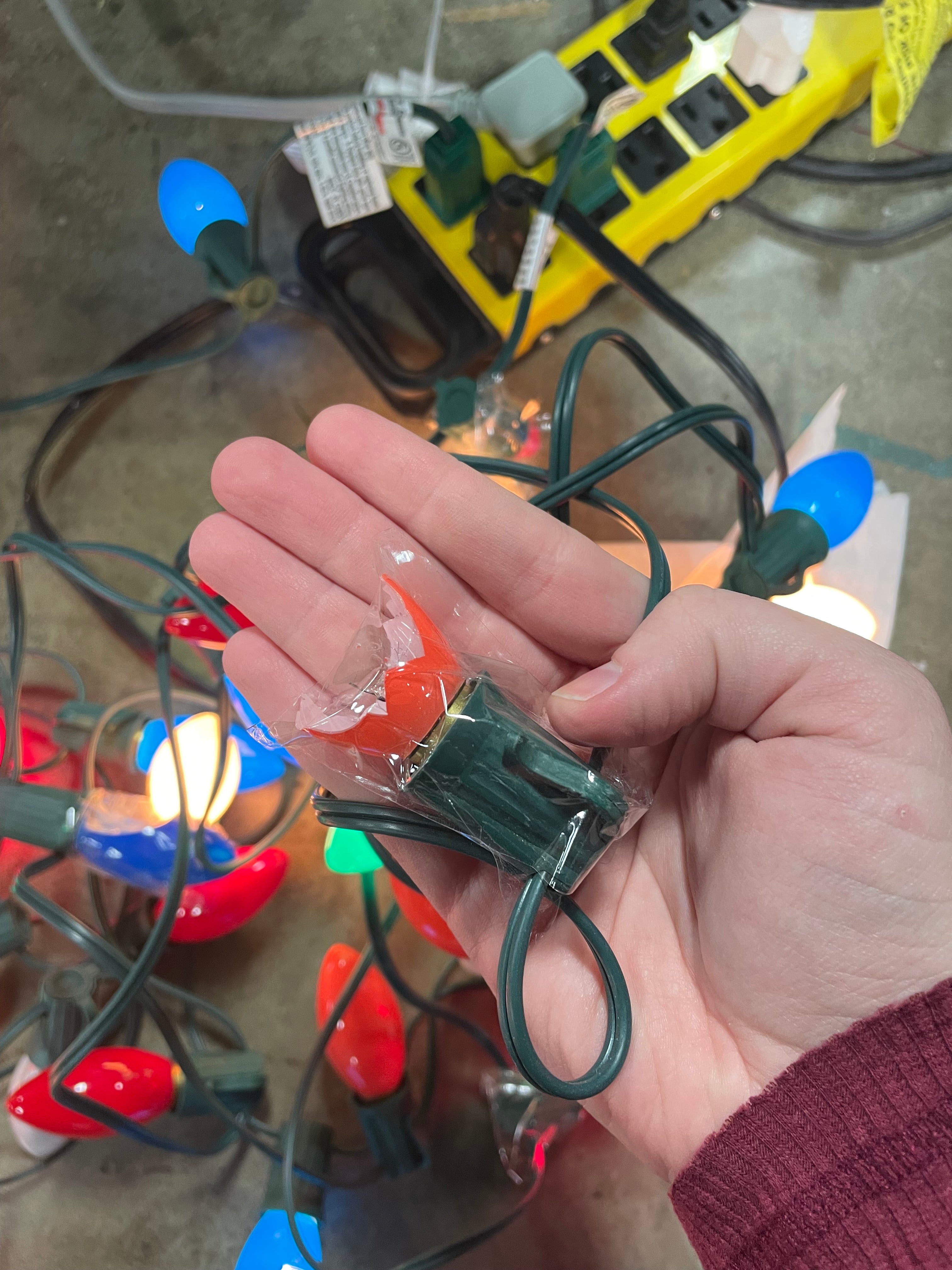 Ceramic Christmas String Light Set, Green Wire, Set of 2, final cut