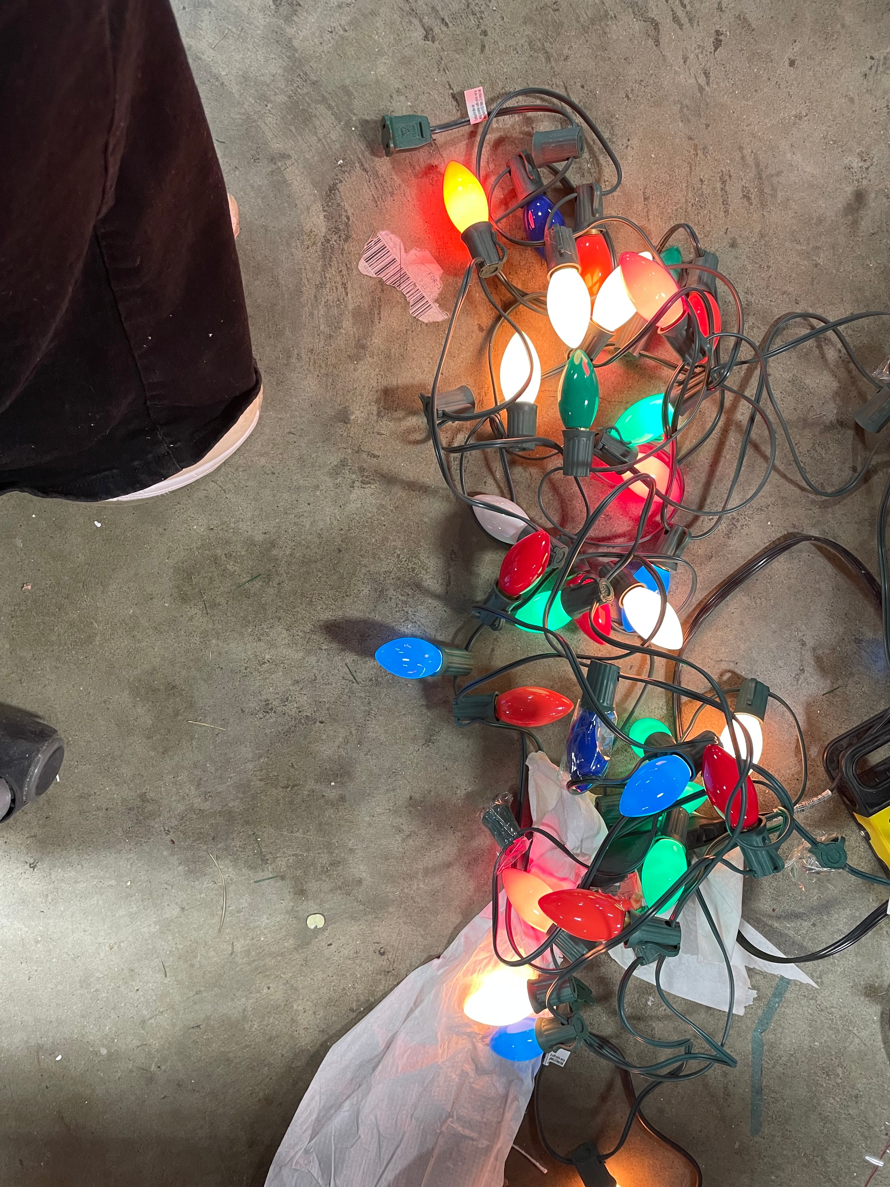 Ceramic Christmas String Light Set, Green Wire, Set of 2, final cut