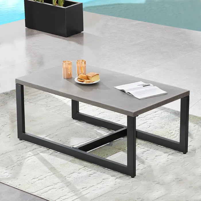 Naresa Rectangular Steel Outdoor Coffee Table - Gray SHOWROOM ITEM