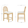 Bailey Boucle Upholstered Rattan Bar Stool or Counter Height Stool with Natural Rattan Woven Back For Kitchen Island - Single