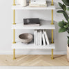 6-Shelf Tall Bookcase, Wall Mount Bookshelf Wood with Metal Frame - White/Gold Brass