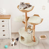 Natural Wood Cat Tower With Hand-woven Baskets And Cat Condo, Tall Cat Tree, White
