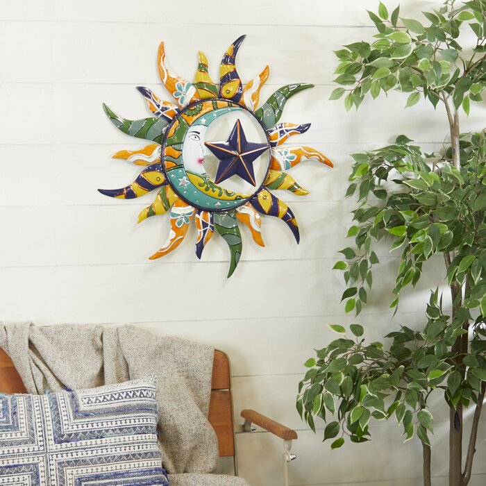 Blue/Green Nature Metal Sun Wall Décor