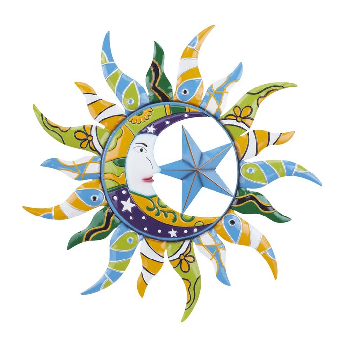 Blue/Green Nature Metal Sun Wall Décor