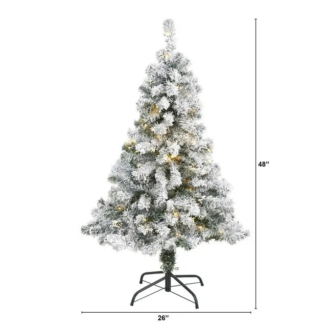 Natural Flocked Rock Springs Spruce Artificial Christmas Tree with 100 Clear LED Lights