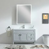 36" x 28" LED Illuminated Modern Frameless Lighted Bathroom Mirror