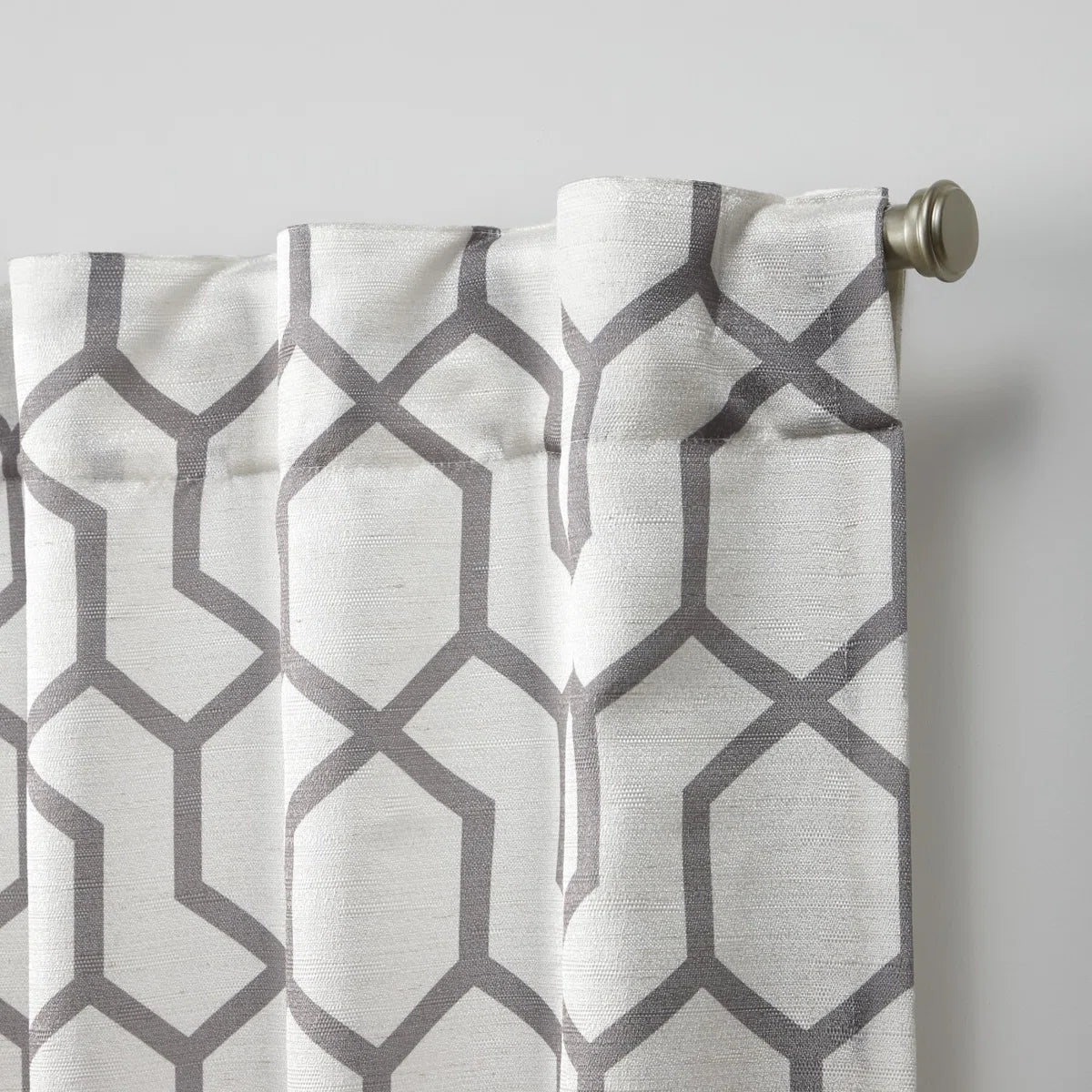 Hexa Geometric Print Hidden Tab/Rod Pocket Top Light Filtering Curtain Panel Pair