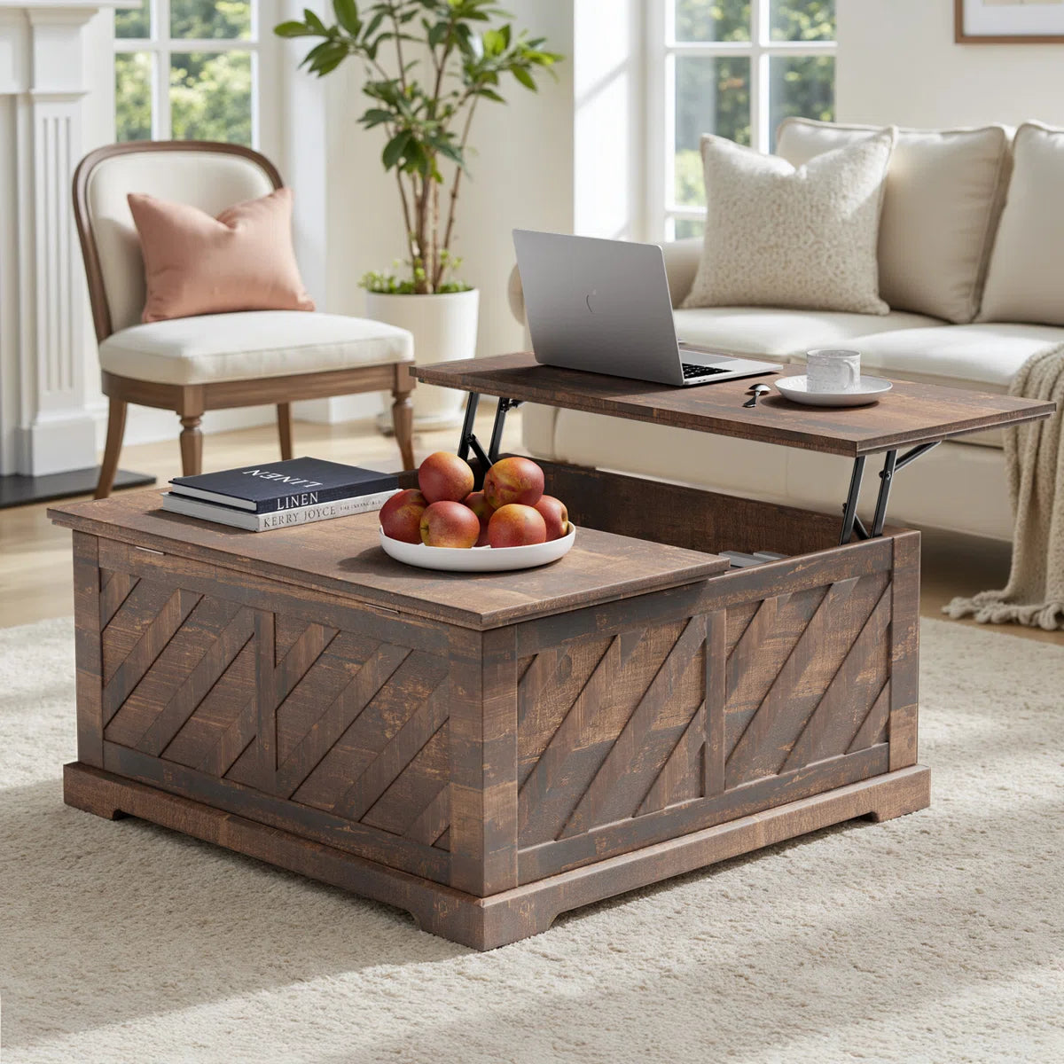 Nilla Wood Storage Coffee Table with Lift Top