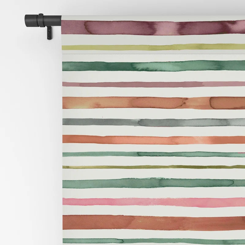 Ninola Design Moroccan Tropic Stripes Green 1pc Blackout Window Curtain Panel
