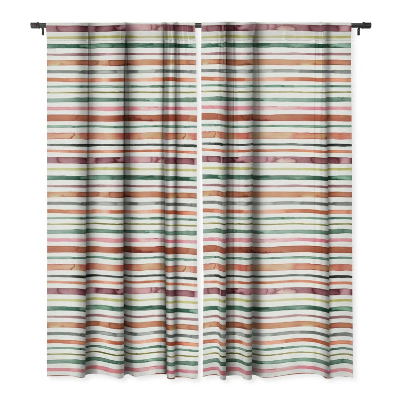 Ninola Design Moroccan Tropic Stripes Green 1pc Blackout Window Curtain Panel