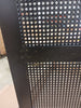 Black Square Metal Patio Outdoor Dining Table with Umbrella Hole and Netty Tabletop