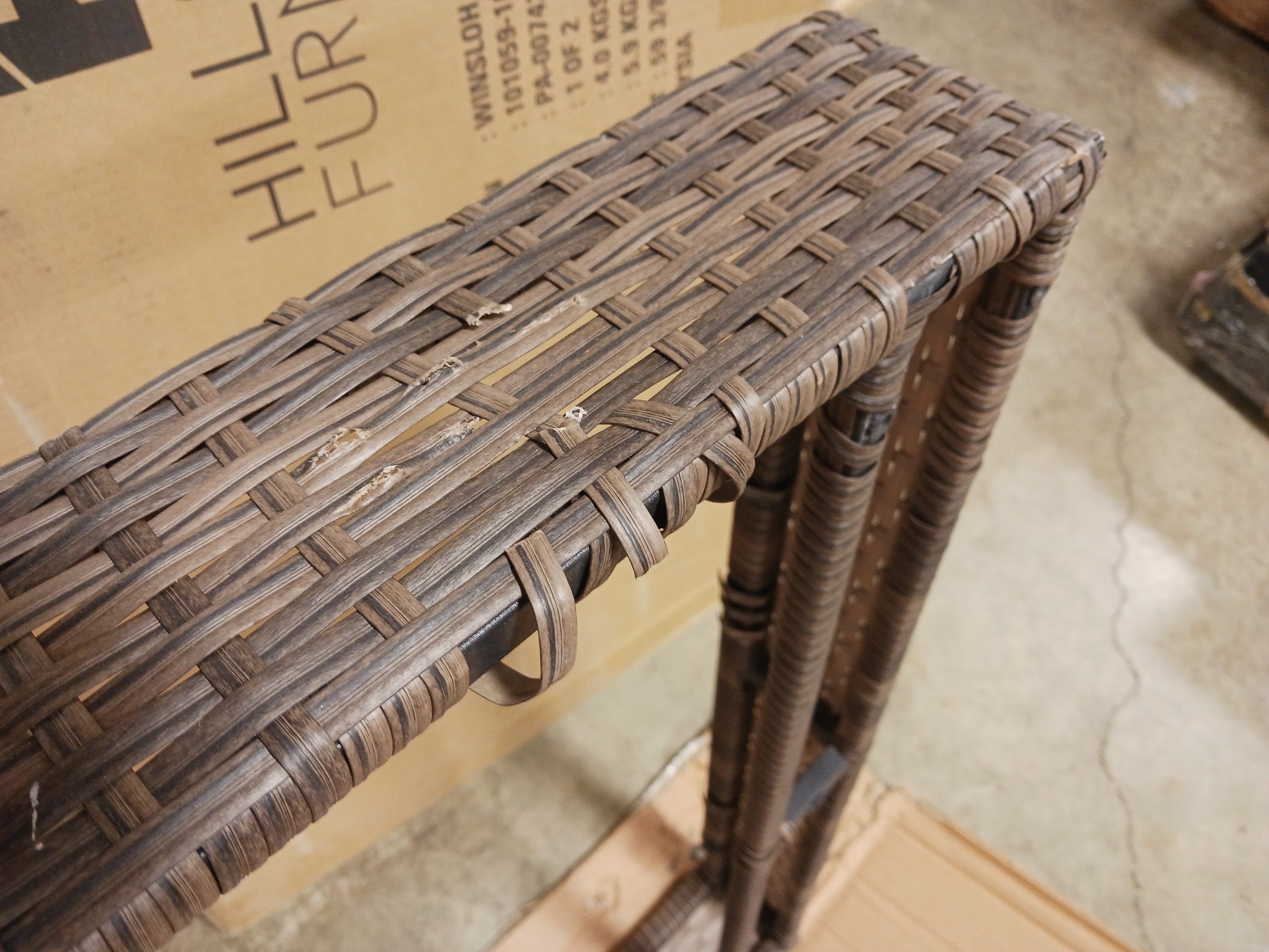 7 Pieces Patio Rattan Wicker Bar Table Stools Dining Set Cushioned Chairs Garden Backyard, Brown