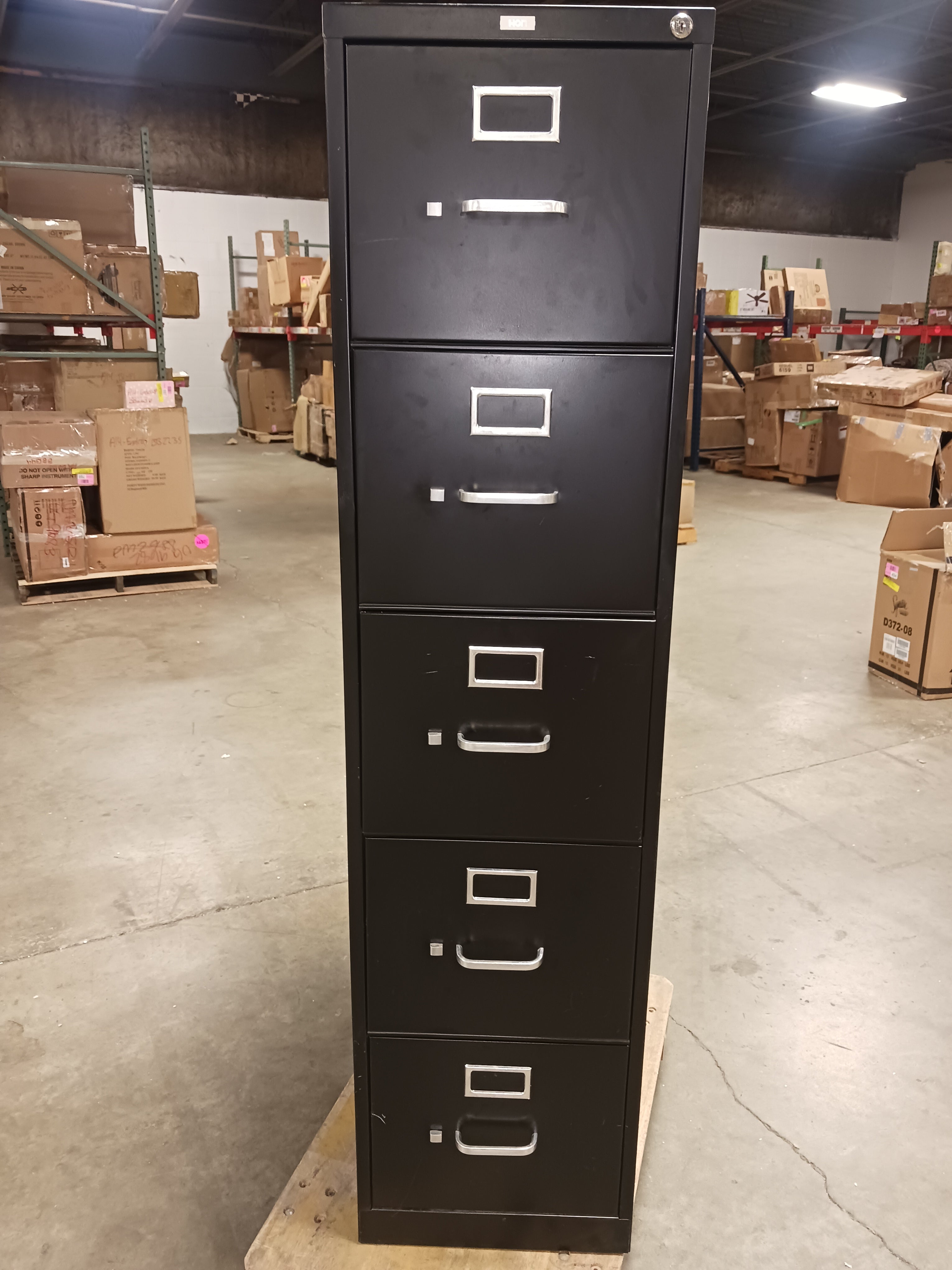5-Drawer Vertical File Cabinet, Letter, Lockable, Black