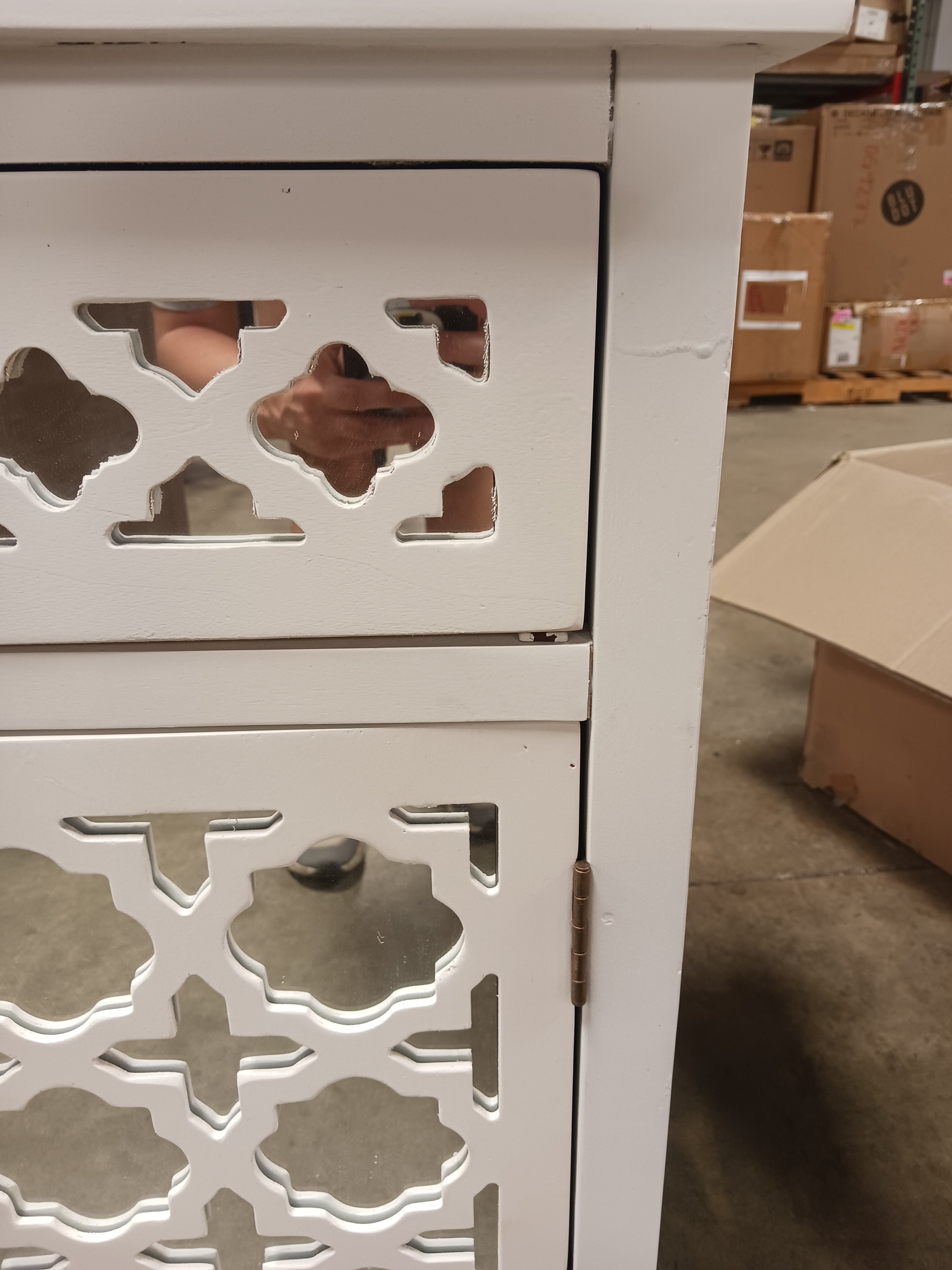 Bearett Tall Solid Wood 2 – Door Mirrored Accent Cabinet