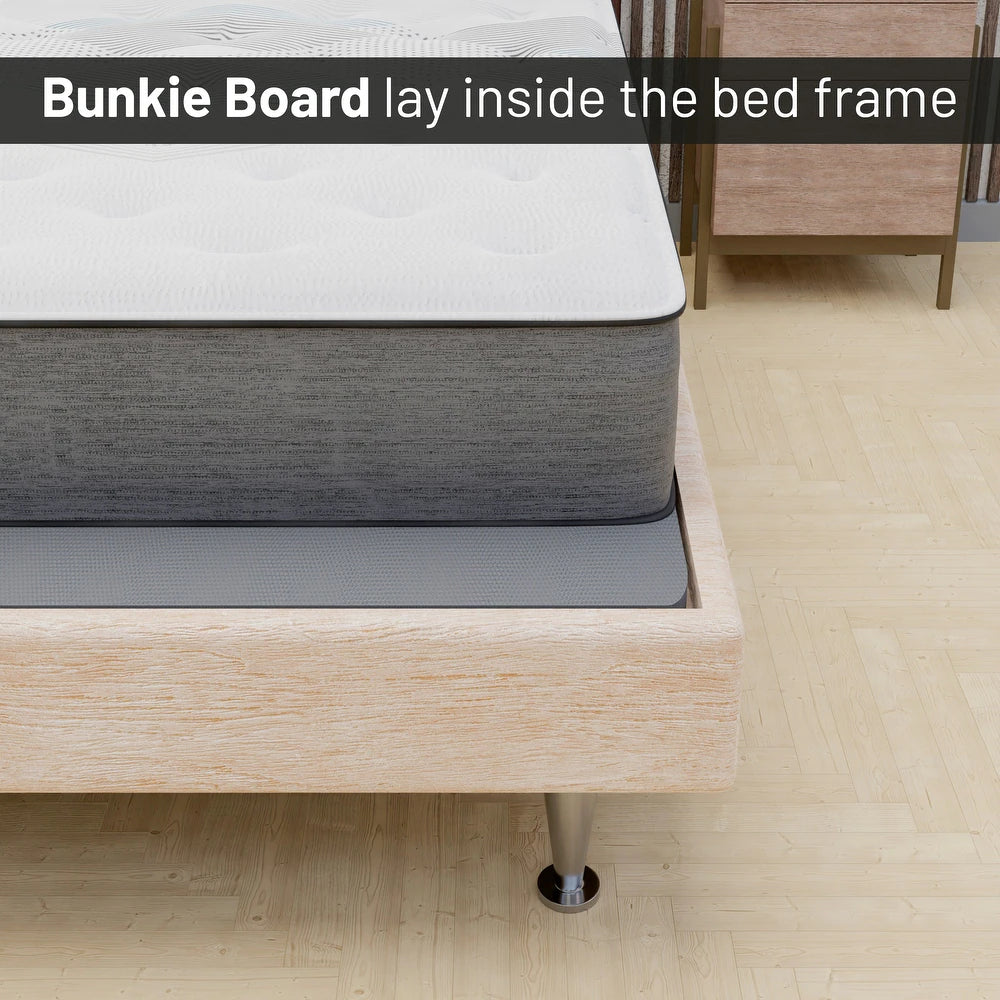 1.5-Inch Split Bunkie Board for Mattress/Bed Support - Fully Assembled, Improved Comfort and Support, Gray. - Full