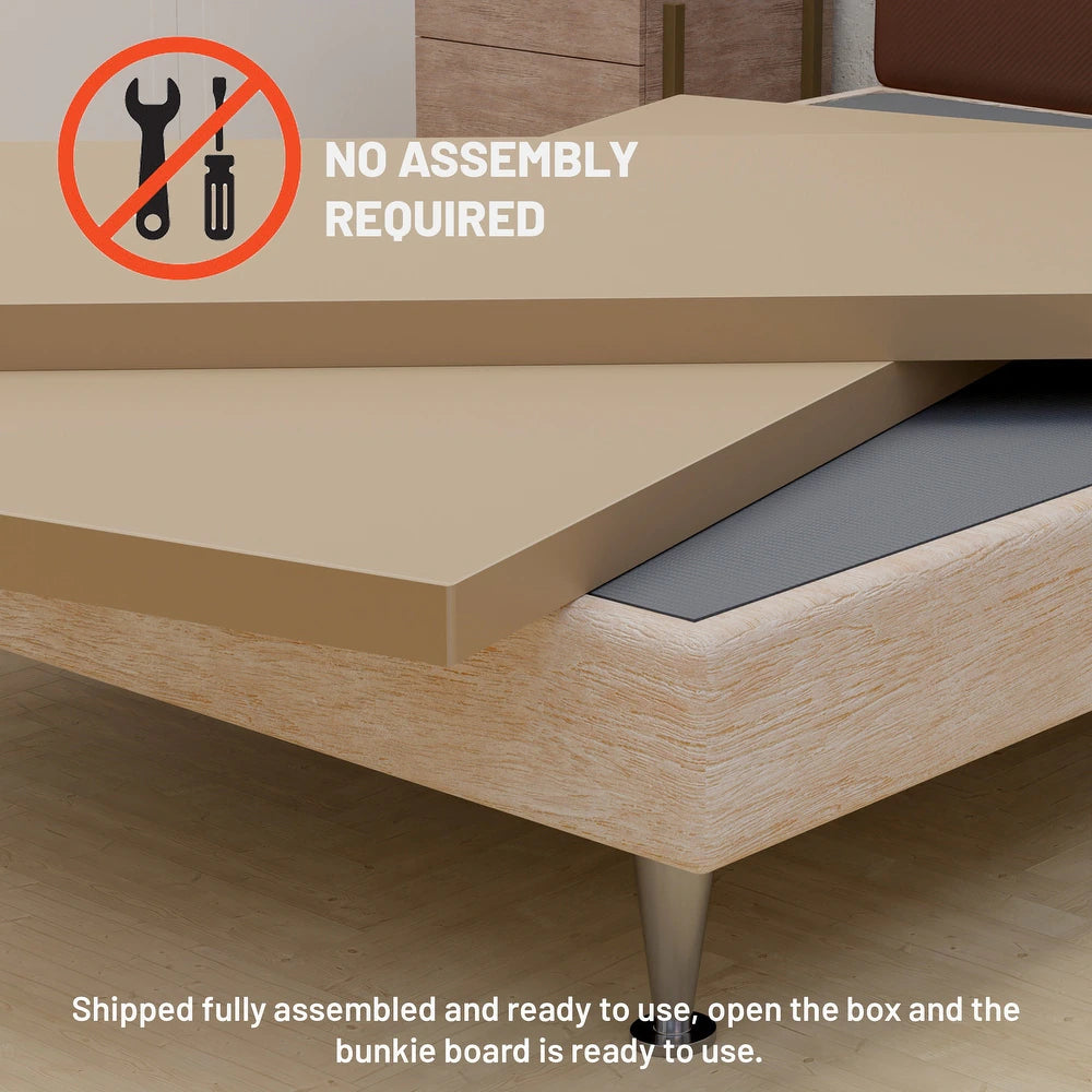 1.5-Inch Split Bunkie Board for Mattress/Bed Support - Fully Assembled, Improved Comfort and Support, Gray. - Full
