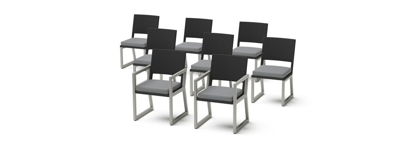 Milo™ Espresso Set of 8 Sunbrella® Outdoor Dining Chairs SHOWROOM ITEM