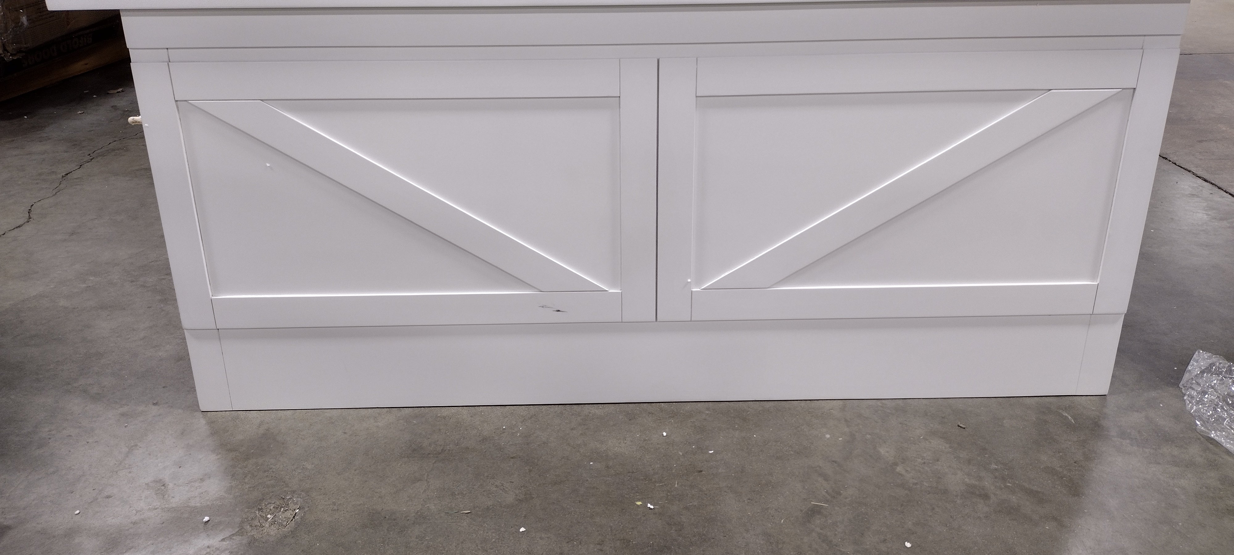 Farmhouse Style Wood Panel Headboard in Gloss White - Queen