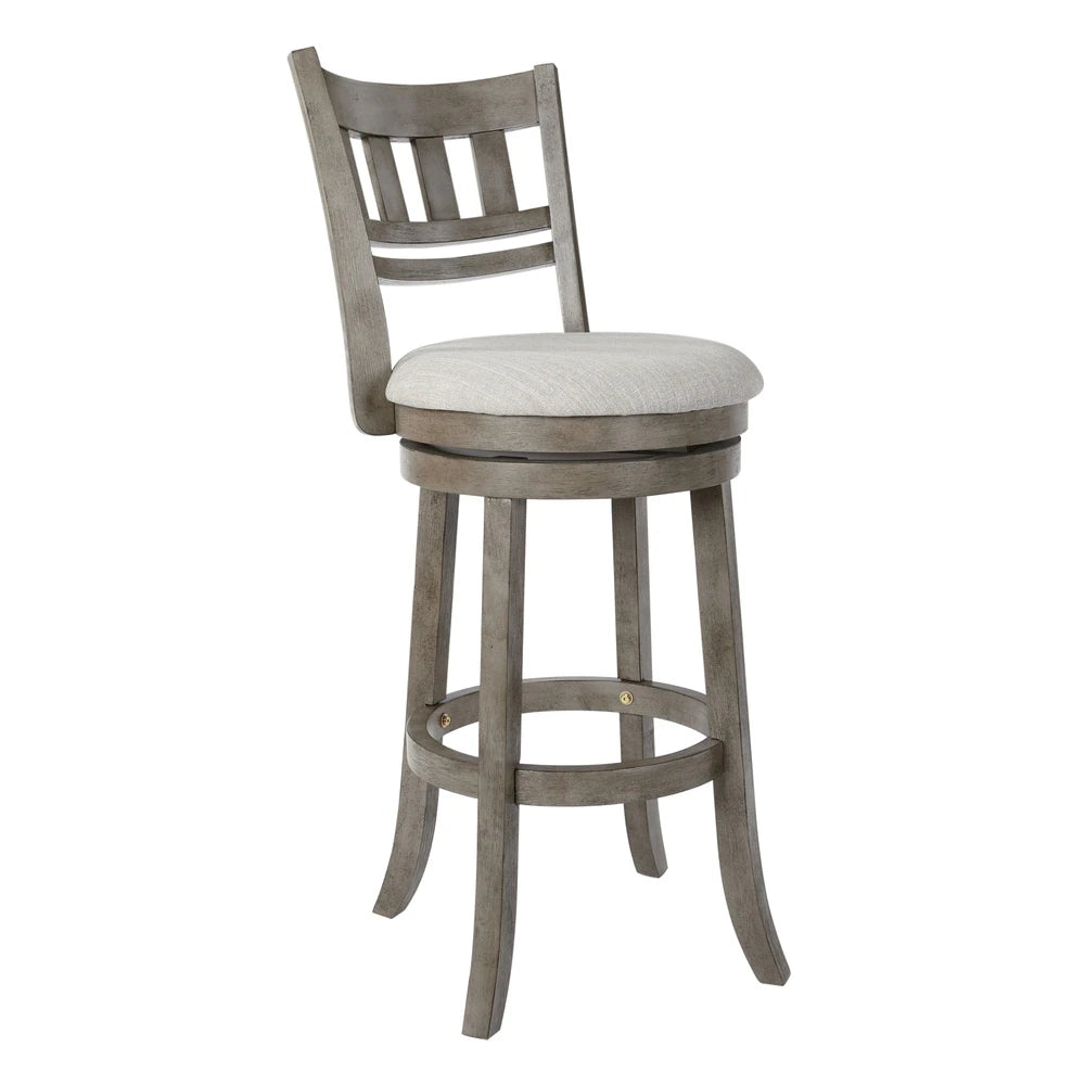 Swivel Stool with Slatted Back - Antique Grey