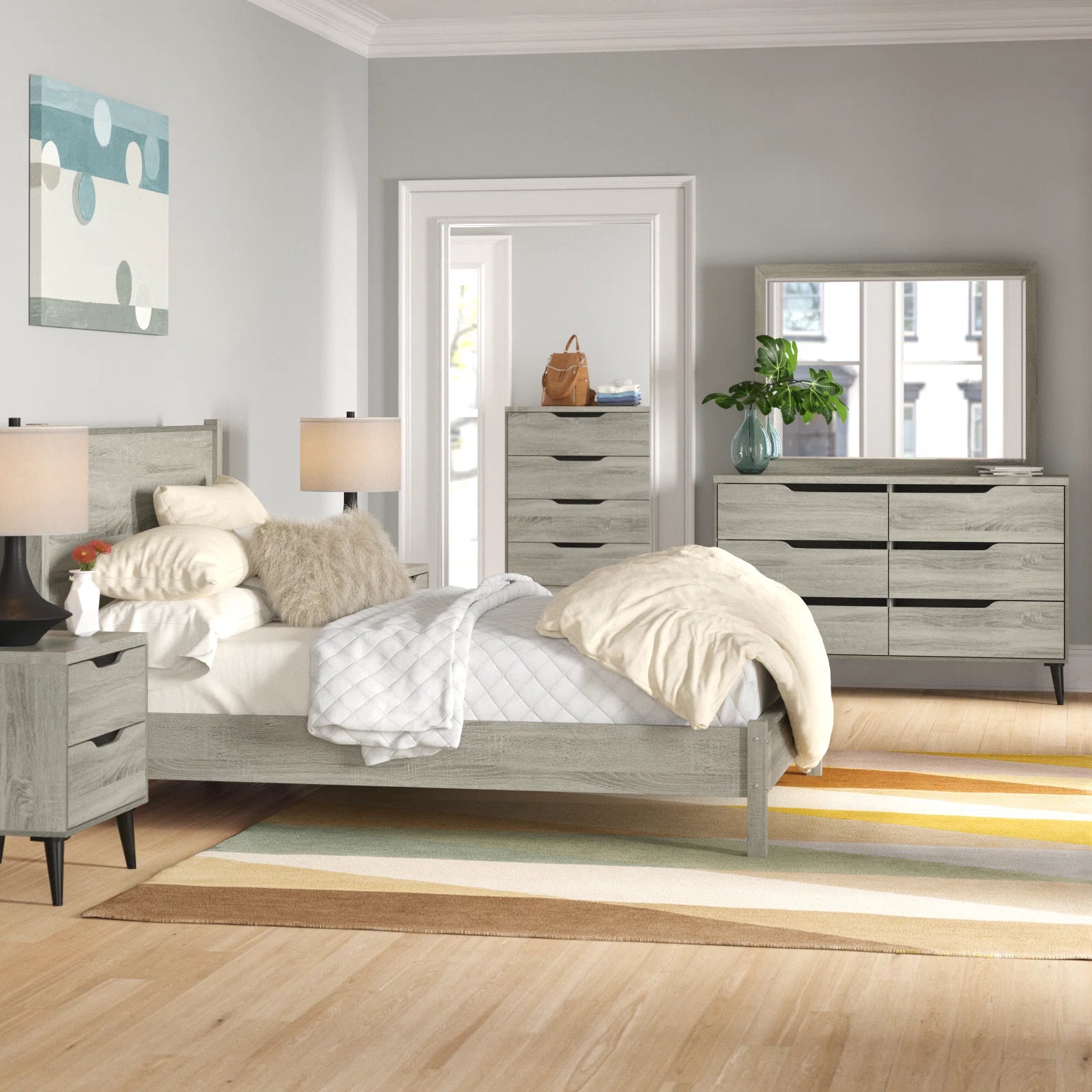 Gray Olivar Queen Platform Queen Headboard