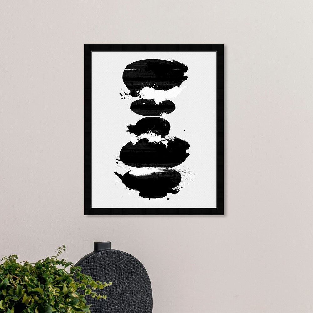 'Perfect Balance Noir' Abstract Wall Art Framed Print Paint - Black