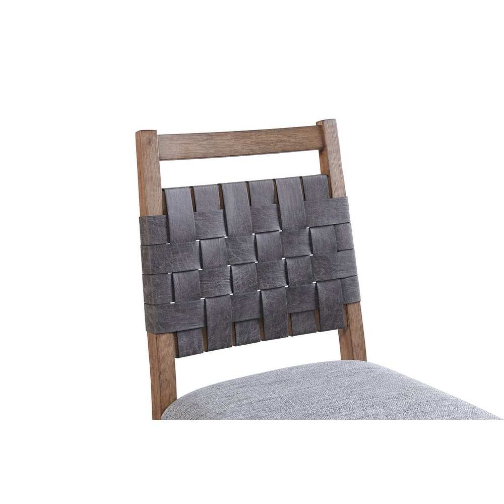 Oslo Counter Stool with Woven Back and 4 Legs, Weathered Chestnut, Set of 2