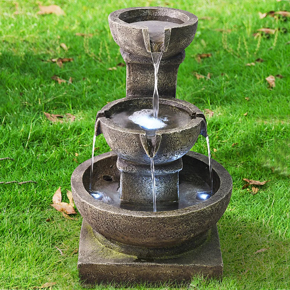 Outdoor Waterfall 3-tier Fountain with LED Light