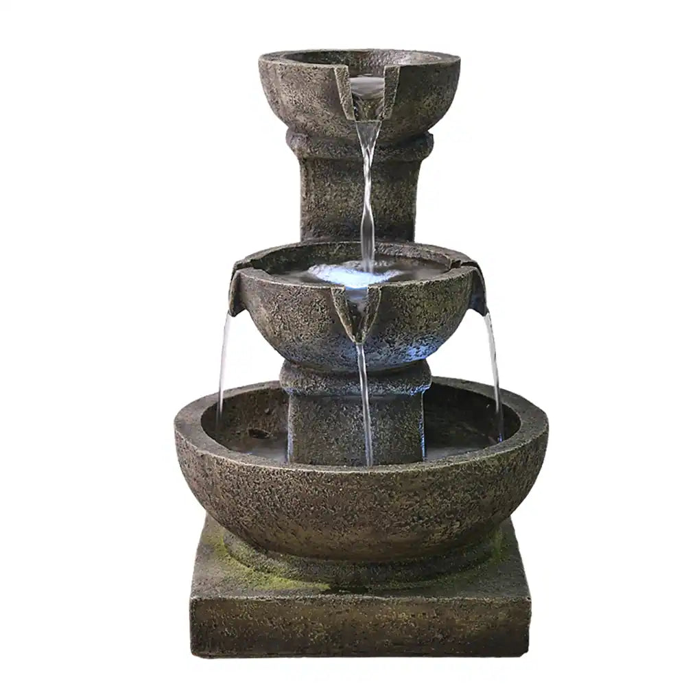 Outdoor Waterfall 3-tier Fountain with LED Light