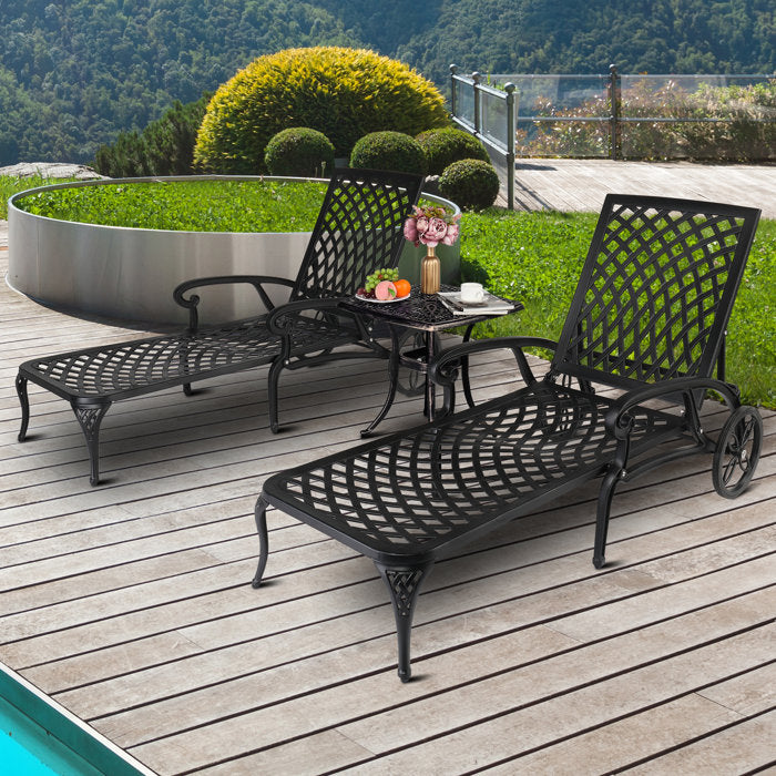 Black Outdoor Metal Chaise Lounge