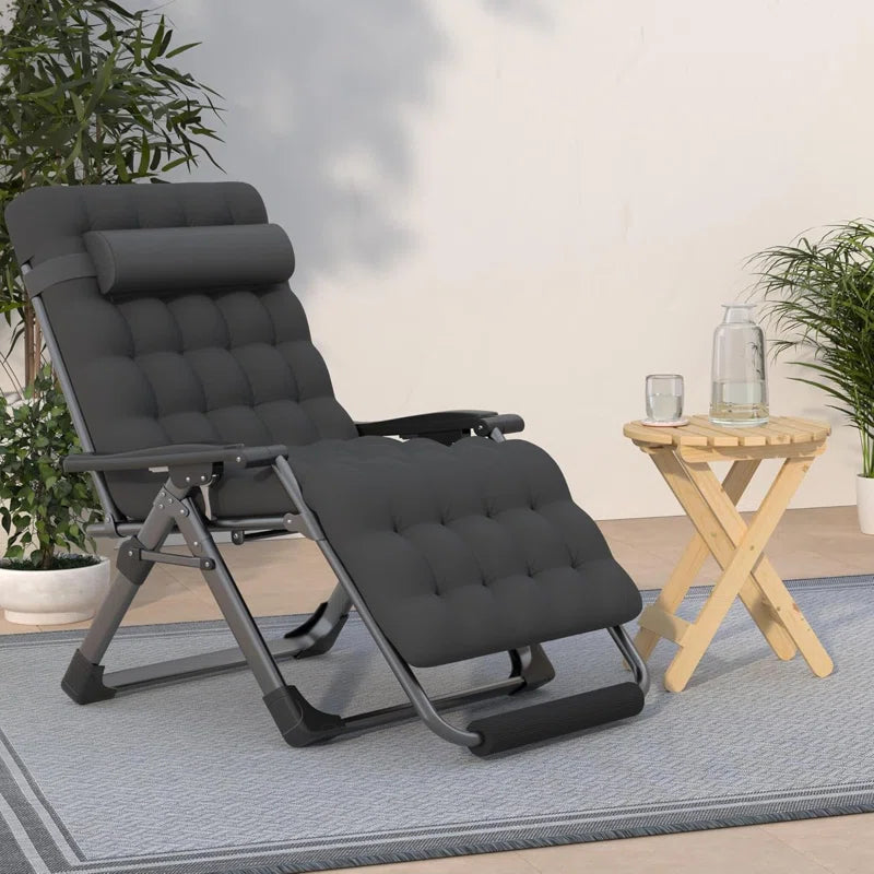 Oversized Folding Zero Gravity Chair, Patio Reclining Lounge Chair with Cushions and Headrest