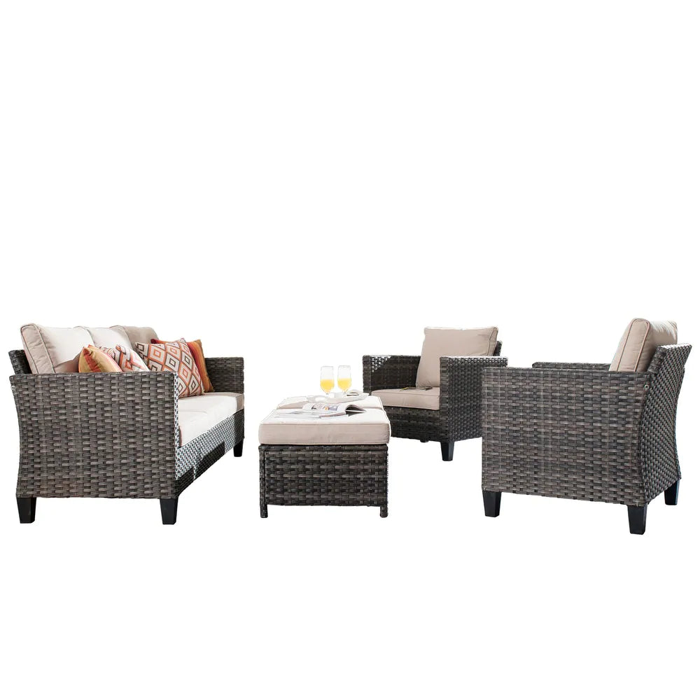 3-piece Patio Furniture Wicker Outdoor High-back Seating Set