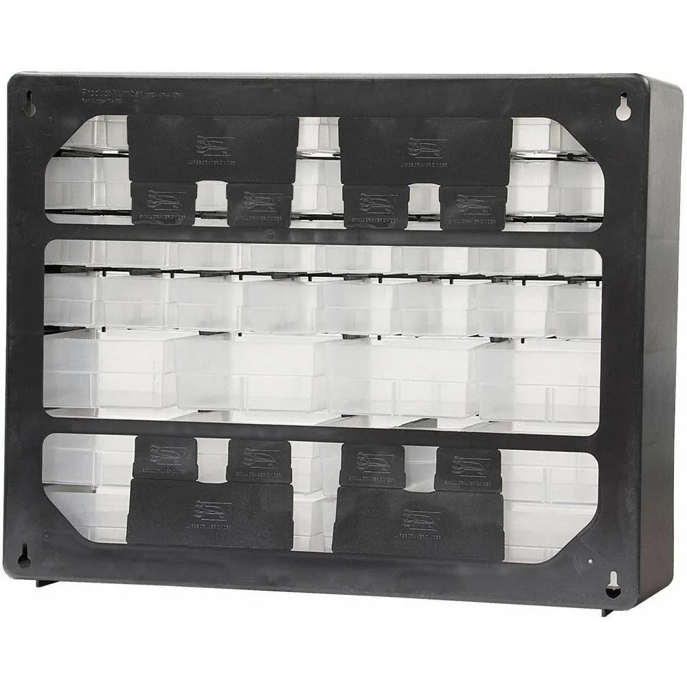 Akro-Mils Polystyrene Drawer Bin Cabinet, 64 Drawers, Black