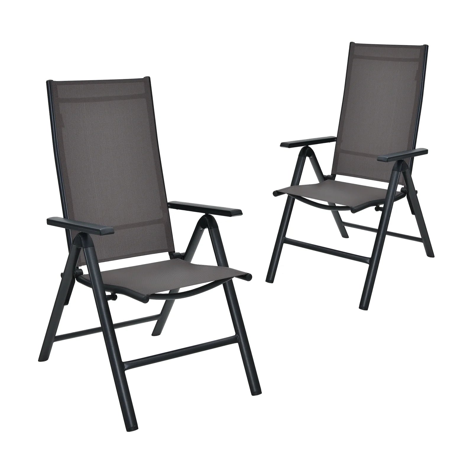 2 Pack Folding Dining Chairs Adjustable Reclining Back Chairs Suitable for Outdoor & Indoor Gray