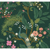 Dark Green/Pink Peacock Wallpaper Roll (Set of 2)