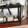 A-frame Entry Console Table Long Sofa Table with Shelf - Black