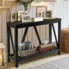 A-frame Entry Console Table Long Sofa Table with Shelf - Black