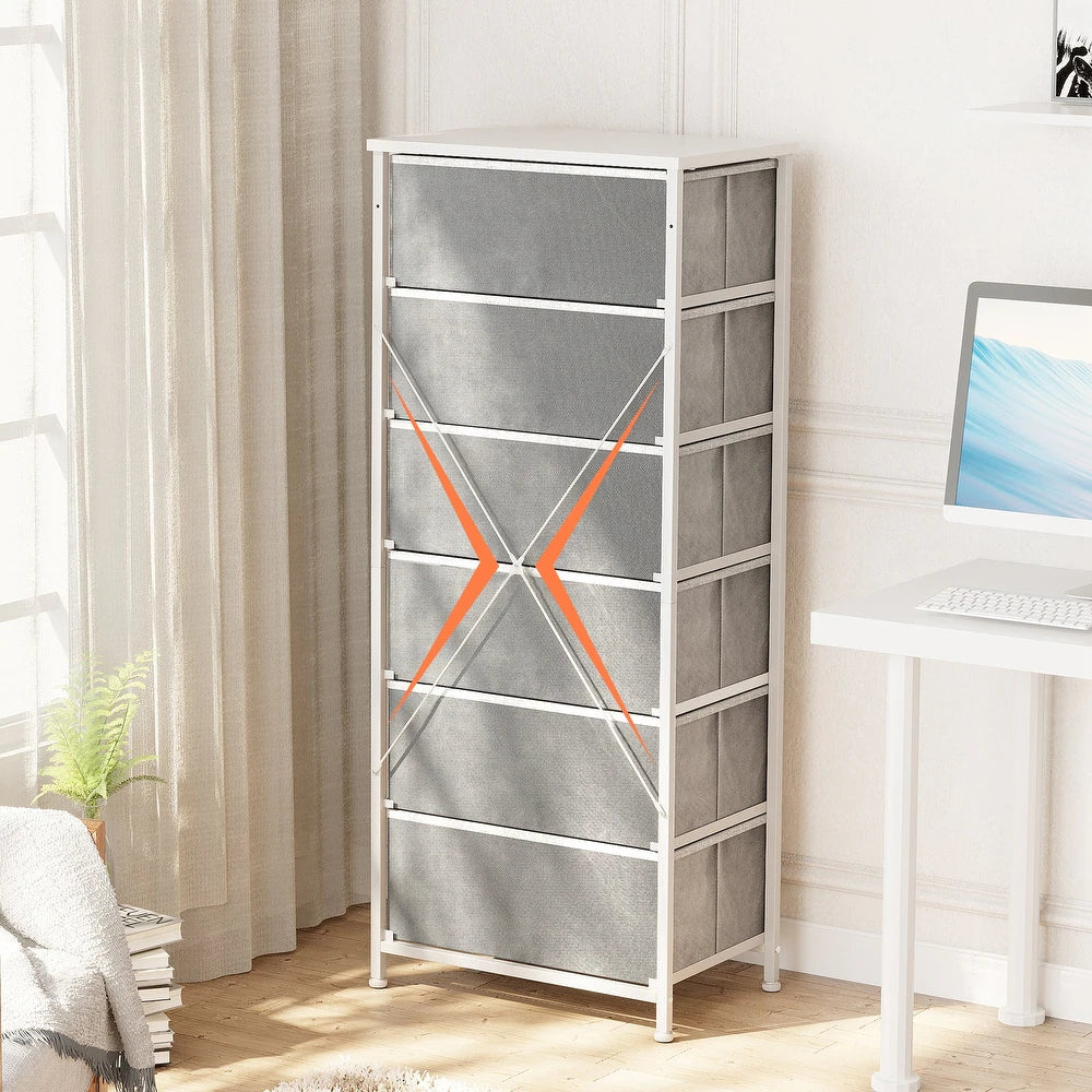 Vertical Storage Tower - Light Gray - 6-drawer