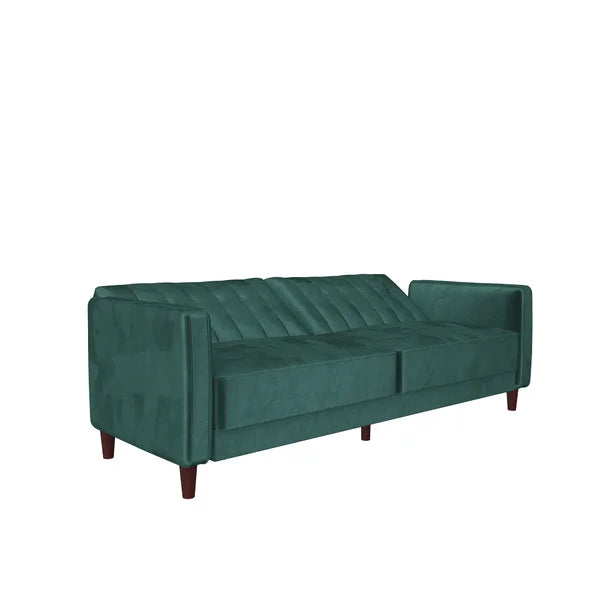 Velvet Square Arm Convertible Sofa