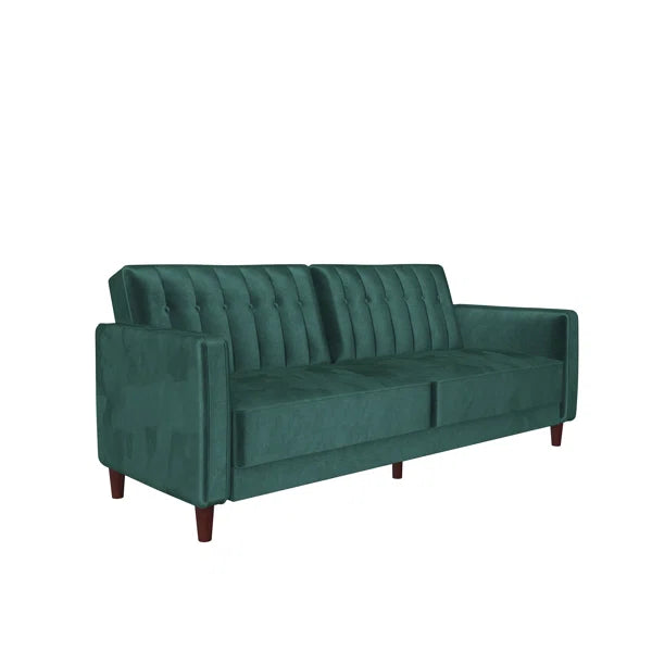 Velvet Square Arm Convertible Sofa